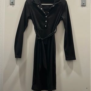 Long Sleeve Button V Neck Knit Dress